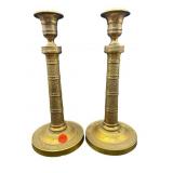 PR OF MOTTAHEDEH HEAVY BRASS ORNATE CANDLESTICKS