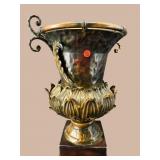 LARGE DECORATIVE METAL FOOTED URN