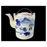 LARGE ANTIQUE ORIENTAL STONEWARE POTTERY BLUE