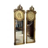 2 GOLD CAMEO FRENCH BEVELED MIRRORS