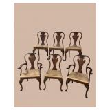 6 HEAVY CARVED CHIPPENDALE WALNUT CHAIRS