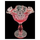 FENTON SELENIUM COLONIAL PINK THUMBPRINT RUFFLED