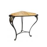 BRONZE ITALIAN MARBLE TOP CORNER TABLE