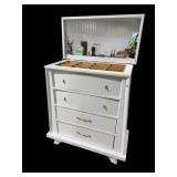 WHITE LACQUERED LIFT TOP MCM CHEST
