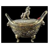 SOLID BRASS CHINESE FOOTED INCENSE BURNER