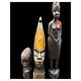 3 PC LOT OF AFRICAN WOODEN CARVED FIGURES