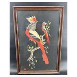 ART DECO FEATHER ART BIRDS IN FRAME