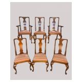 6 CRAFTIQUE SOLID MAHOGANY QUEEN ANNE CHAIRS