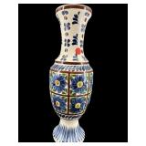 LARGE HANDPAINTED FLORAL MEXICO CERAMIC VASE