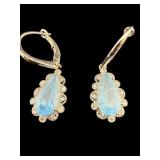 PR OF PLATINUM NATURAL AQUAMARINE & DIAMOND