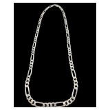 STERLING SILVER ITALY HEAVY 3+1 FIGARO NECKLACE
