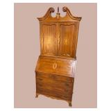 ANTIQUE SOLID MAHOGANY INLAID SECRETARY