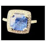 14K NATURAL BLUE SAPPHIRE & DIAMOND RING
