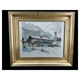 SIGNED ETCHING OIL ON SILK BY HANS FIGURA