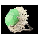 925 STERLING SILVER EMERALD & WHITE SAPPHIRE RING