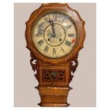 WALNUT ANGLO- AMERICAN DROP DIAL CLOCK