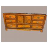 ALL BURLED CHINOISERIE DECORATED DRESSER