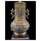 CHAMPLEVE POLISHED BRONZE LAMP