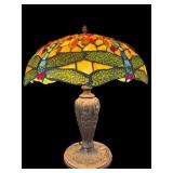 DRAGONFLY TIFFANY STYLE LEADED GLASS LAMP