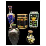 5 PC ANTIQUE CLOISONNE LOT