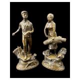 PR OF CHALKWARE MAN AND WOMAN FARMER FIGURINES