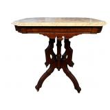 WALNUT VICTORIAN MARBLE TOP TABLE