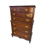 SOLID MAHOGANY QUEEN ANNE CHEST ON CHEST
