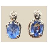 PR OF STERLING 925 BLUE SAPPHIRE EARRINGS