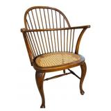 ANTIQUE WOVEN CANE ENGLISH WINDSOR ARM CHAIR