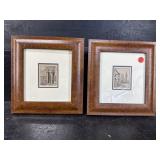 2 FRENCH ENGRAVINGS IN BURLED FRAMES