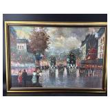 ENGLISH TEXTURED STREET SCENE OIL ON CANVAS