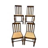 SET OF 4 OAK ENGLISH PUB CHAIRS