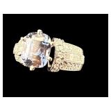 18K NATURAL BLUE SPINEL & DIAMOND RING
