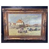 TEXTURED OIL ON CANVAS EGYPTIAN SCENE