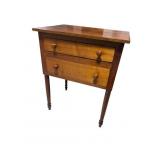 SOLID BLACK WALNUT 2 DRAWER TURNED LEG WORKSTAND
