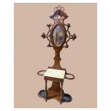WALNUT VICTORIAN MARBLE TOP HALL TREE
