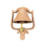 CAST IRON DINNER BELL WITH BULLHEAD MOUNTING