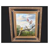 LARGE OIL ON CANVAS OF BIRDS