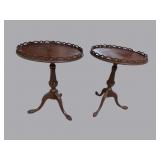 2 MAHOGANY CLAWFOOT PIECRUST TABLES