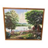 VINCENT WOOD FARM SCENE OIL ON CANVAS