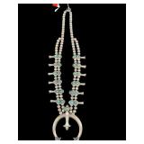 STERLING AND TURQUOISE SQUASH BLOSSOM NECKLACE