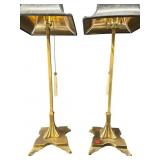 2 BRASS BRUSH FINISHED BUFFET LAMPS