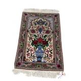3FT 9IN X 2FT 3IN PERSIAN ISFAHAN SILK PRAYER RUG