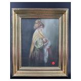 EARLY OIL ON CANVAS OF WOMAN WITH CHILD