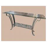 IRON GLASS TOP CONSOLE TABLE