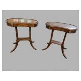 2 MAHOGANY 1 DRAWER KIDNEY SHAPED TABLES