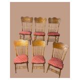 6 OAK PRESSED BACK CHAIRS