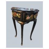 ORIENTAL DECORATED HALF ROUND 2 DRAWER STAND