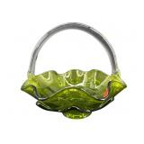 VIKING EPIC FOREST GREEN ART GLASS BASKET