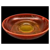 LARGE AMBERINA ETCHED CONSOLE BOWL
